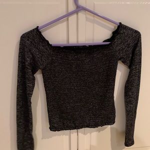 hollister off the shoulder smocked long sleeve